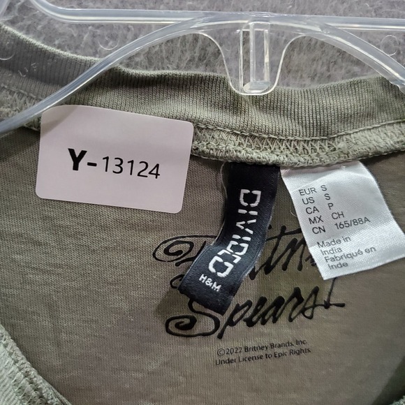 Britney Spears Women Top Small Green Oversized T-Shirt H&M Short Sleeve Tee - Picture 5 of 6